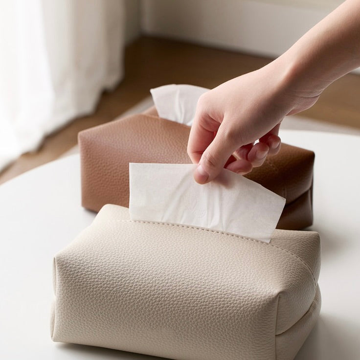 Minimalist Leather Tissue Box