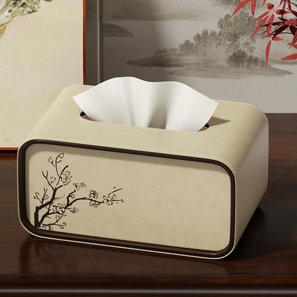 Blossom Leather Tissue Box