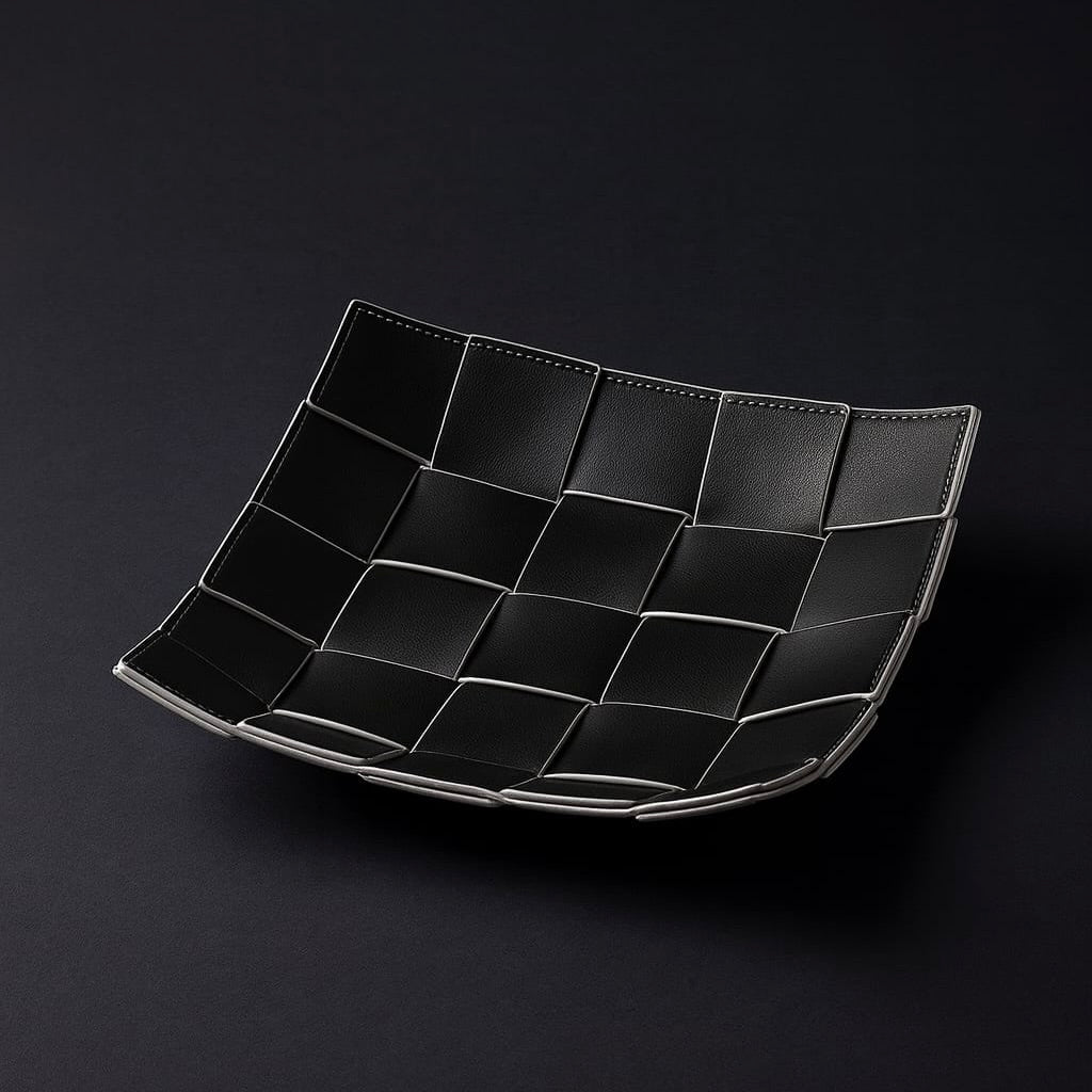 Arc Weave Leather Tray