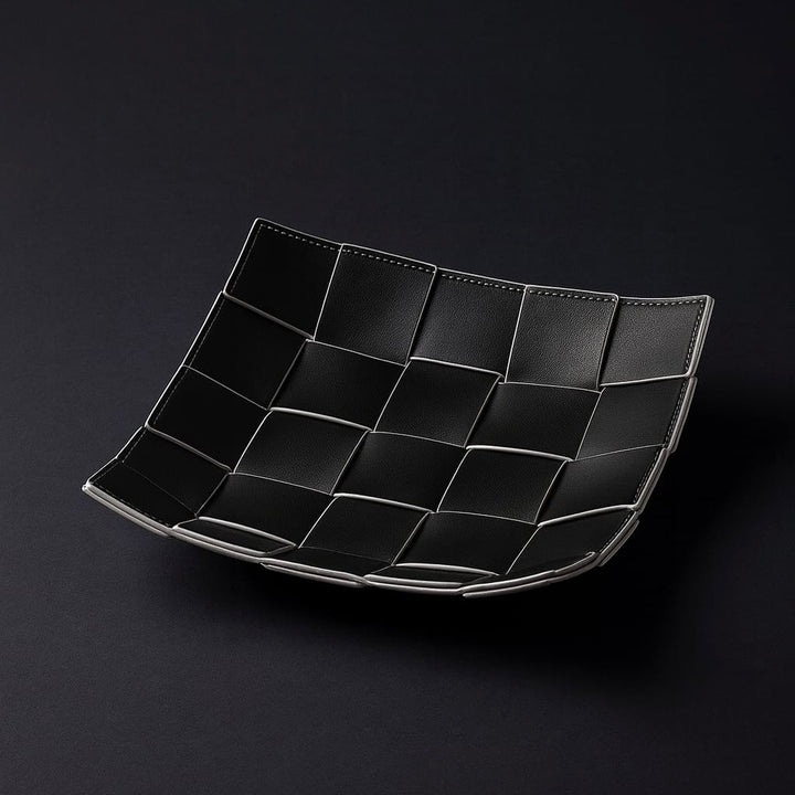 Arc Weave Leather Tray