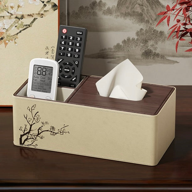 Blossom Leather Tissue Box