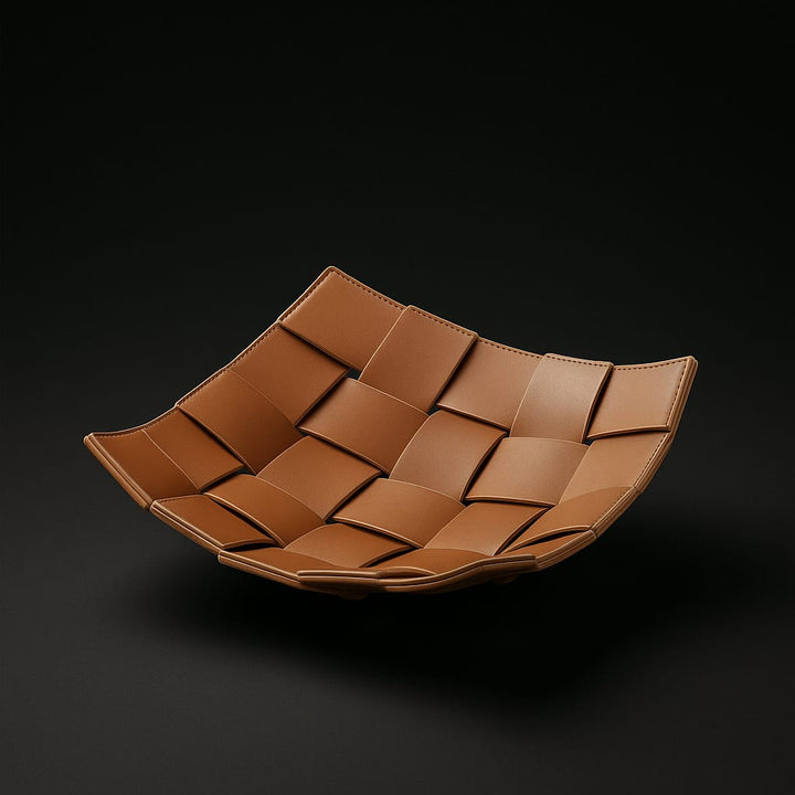 Arc Weave Leather Tray