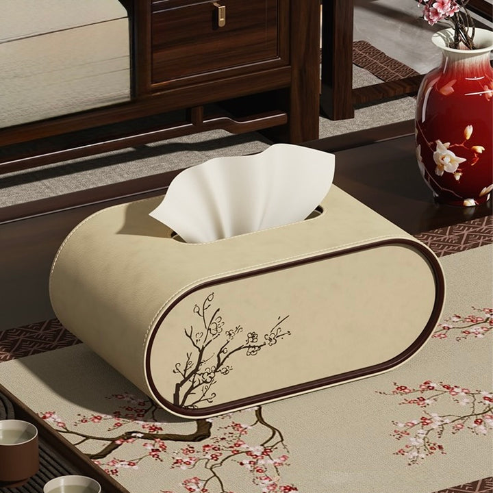 Blossom Leather Tissue Box