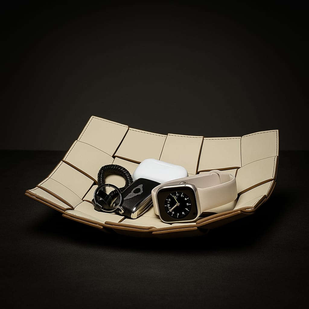 Arc Weave Leather Tray