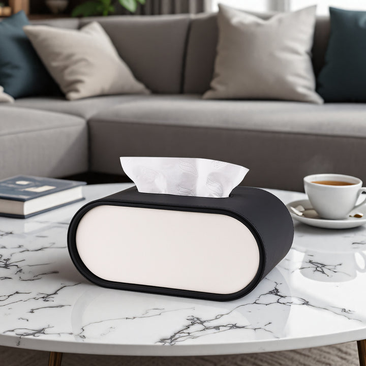 Ellipse Leather Tissue Box