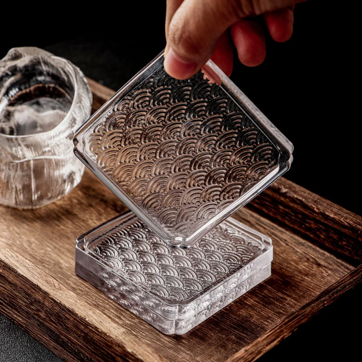 Kyoto Wave Glass Coaster Set