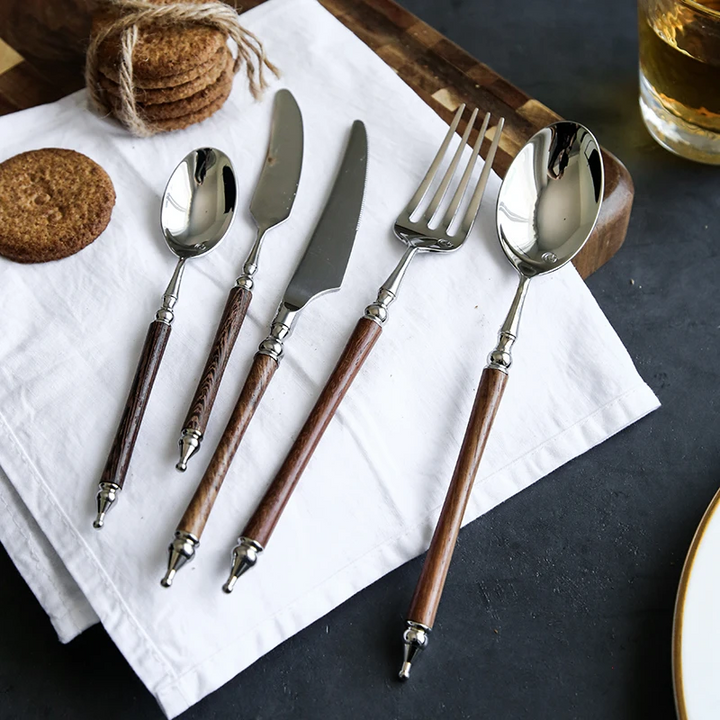 Vintage Rosewood Cutlery Set