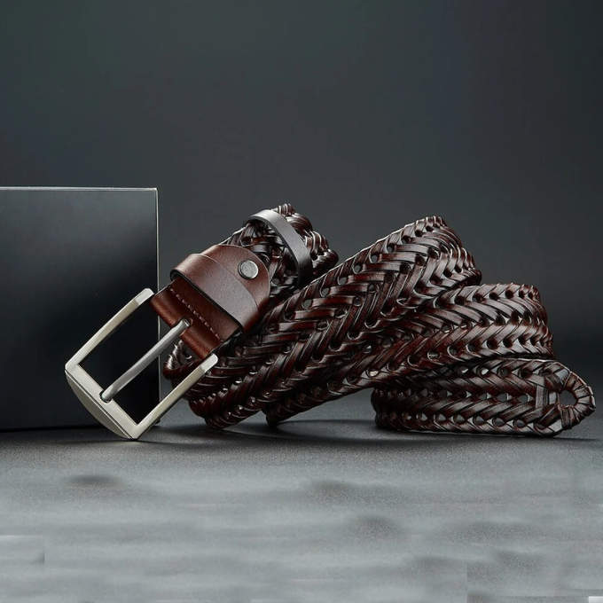 Woven Cowhide Leather Belt