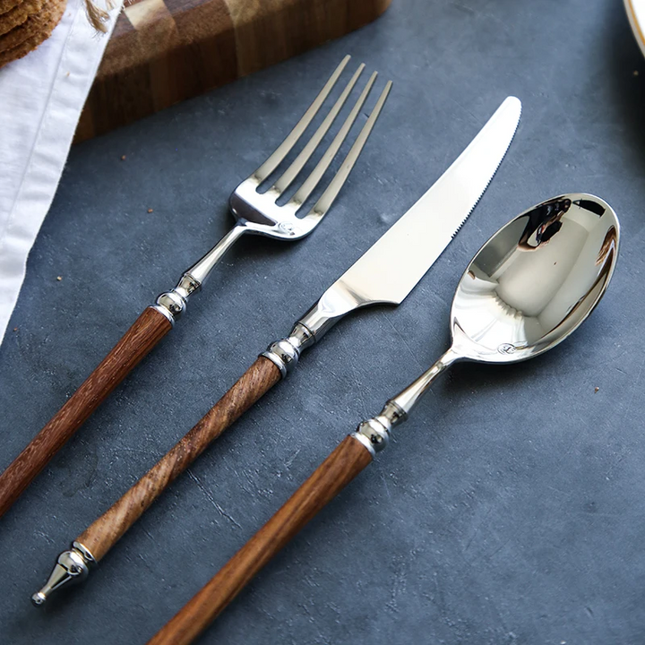 Vintage Rosewood Cutlery Set