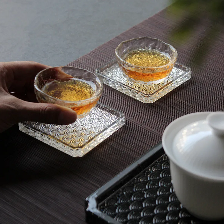 Kyoto Wave Glass Coaster Set