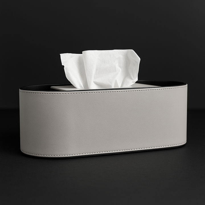 Ellipse Leather Compartment Tissue Box