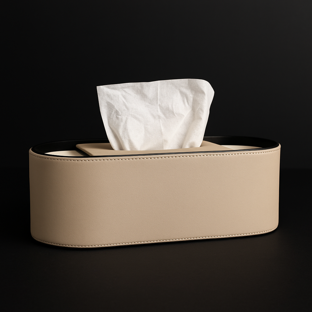 Ellipse Leather Compartment Tissue Box