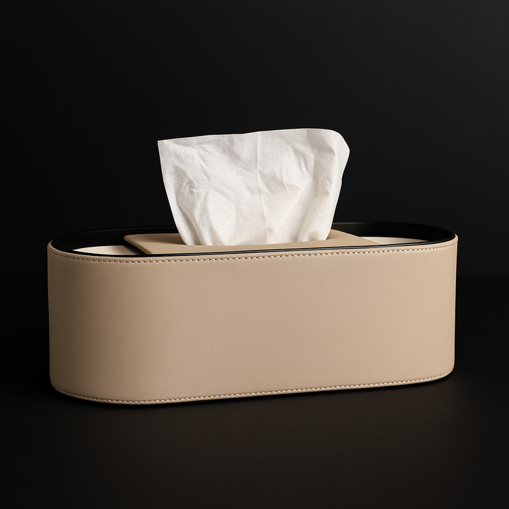 Ellipse Leather Compartment Tissue Box