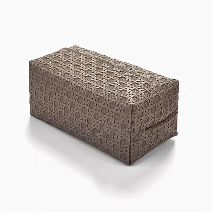 Weaving Rattan Leather Tissue Box