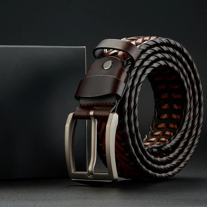 Woven Cowhide Leather Belt