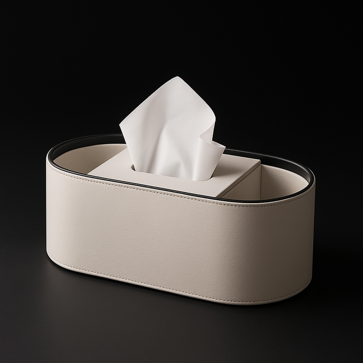 Ellipse Leather Compartment Tissue Box