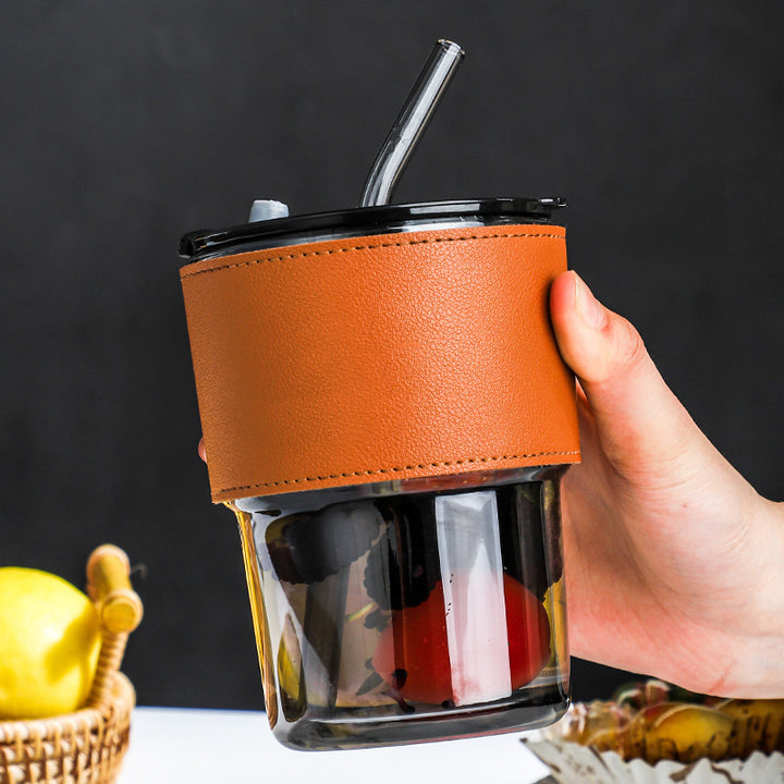 Leather Grace Glass Tumbler