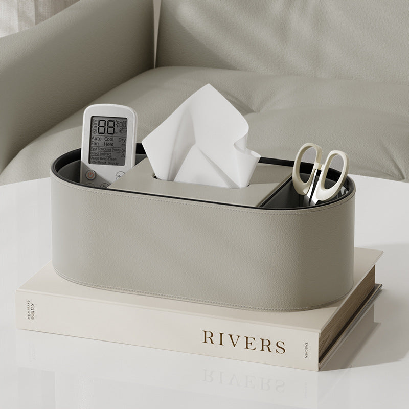 Ellipse Leather Compartment Tissue Box