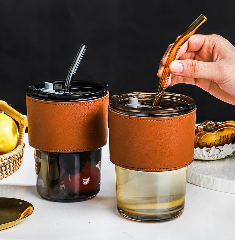 Leather Grace Glass Tumbler