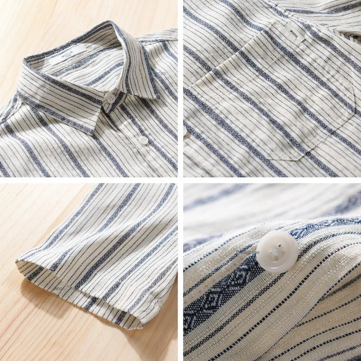 Arsène-Côme Geometric Stripes Cotton Shirt