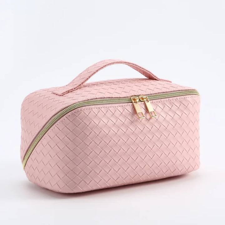 Woven Leather Makeup Bag