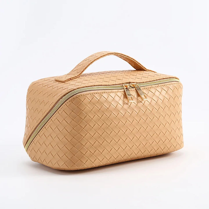 Woven Leather Makeup Bag