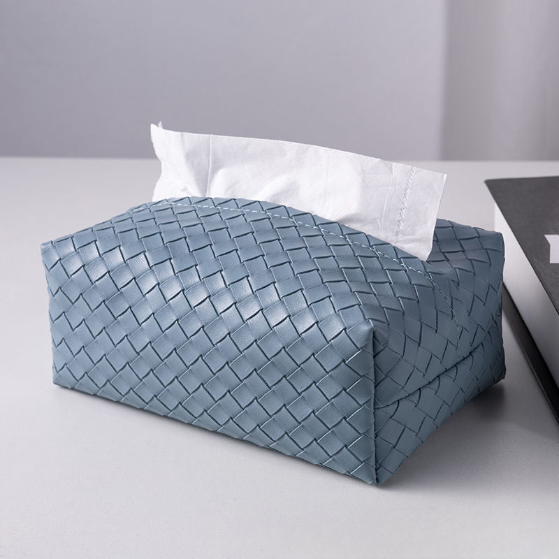 Woven Leather Tissue Box