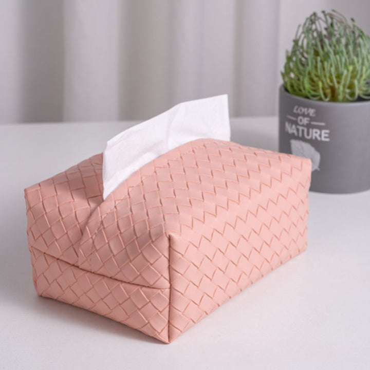 Woven Leather Tissue Box